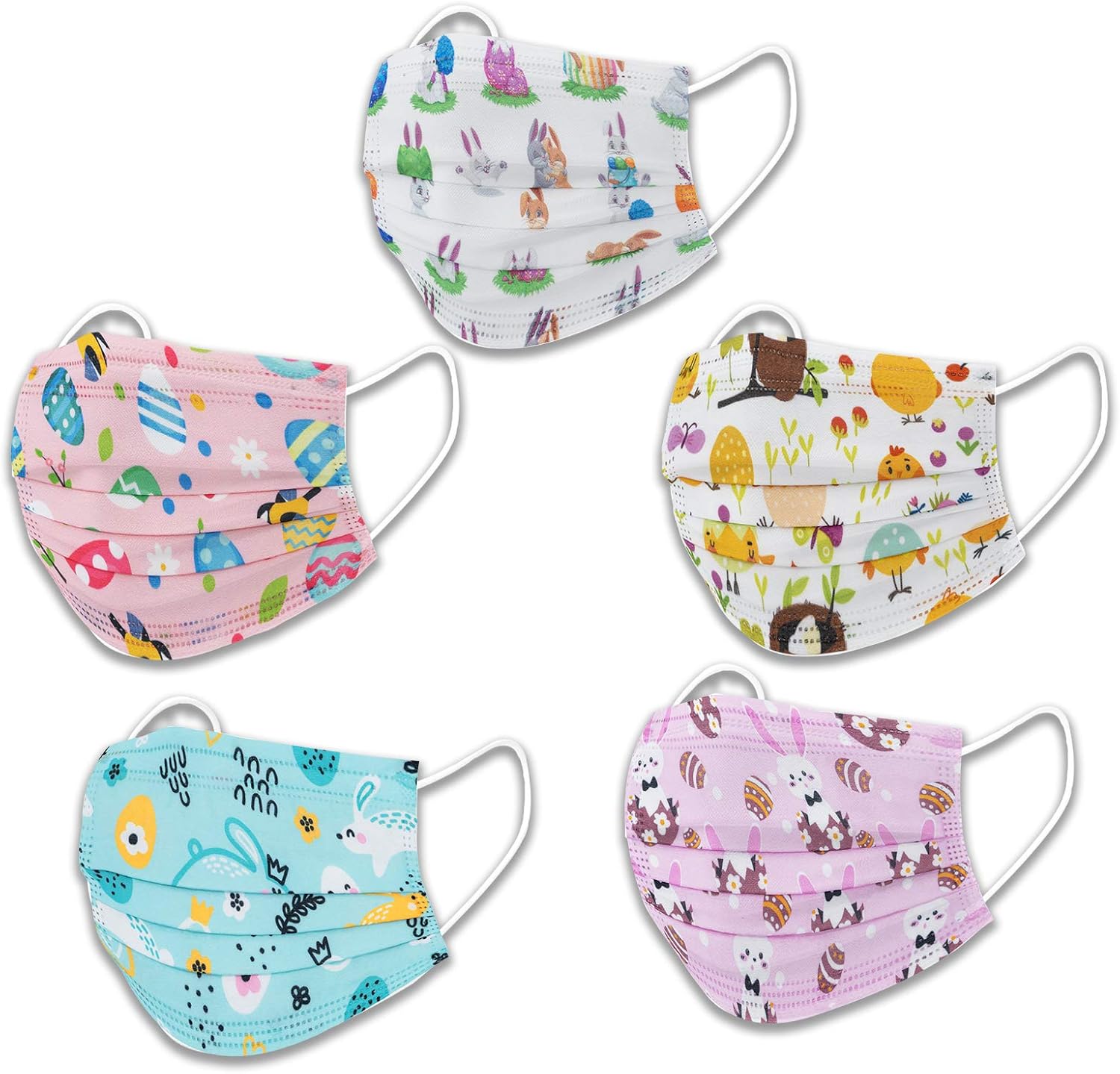 BUPMUM Cute Kids Disposable Face Masks, 3 Ply Protective Childrens Face Mask, 5 Patterns, 50Pcs/Box (Style 3) : Sports & Outdoors