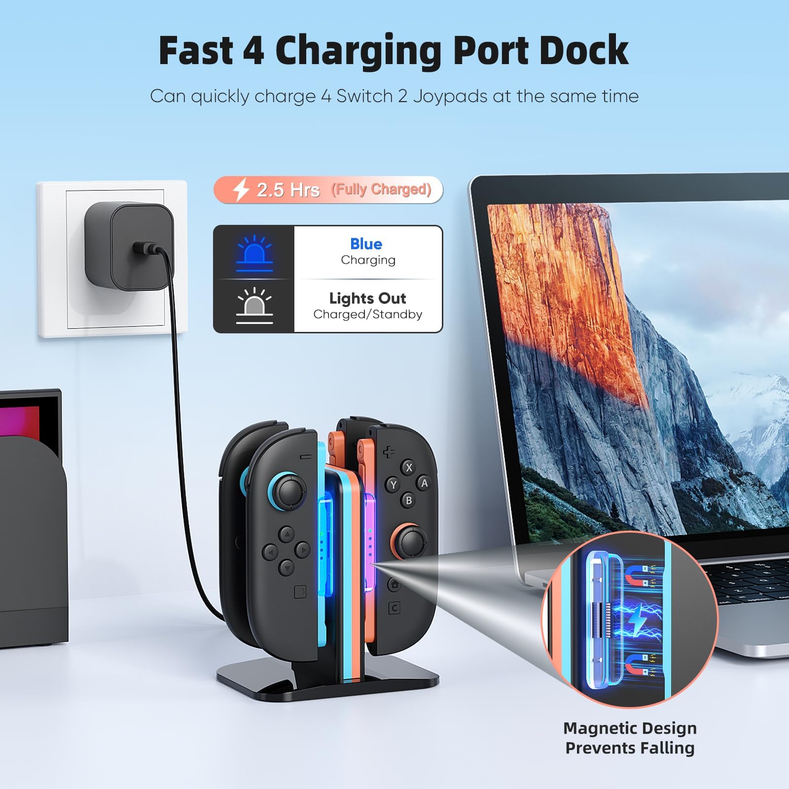 Switch 2 Accessories, Bundle Case for Nintendo Switch 2 (2025), MENEEA 20-IN-1 Kits: Carrying Case, Controller Charger Dock, Grips for Joy Con,Steering Wheels for Mario Kart,Protective Cover for Controller Console for Switch 2 (Black)