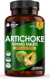 New Leaf Artichoke Extract Tablets 120 x 1000mg Black Pepper 5% Cynarin UK view 1