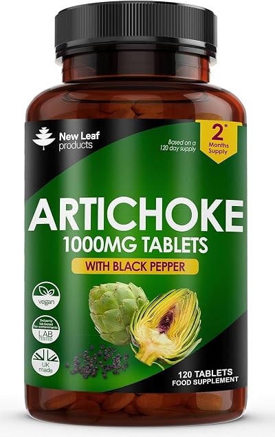 New Leaf Artichoke Extract Tablets 120 x 1000mg Black Pepper 5% Cynarin UK