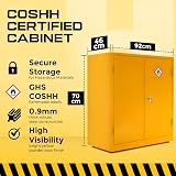 Horison Industries COSHH Cabinet 915x700x459mm Yellow Lockable Fireproof Metal view 4