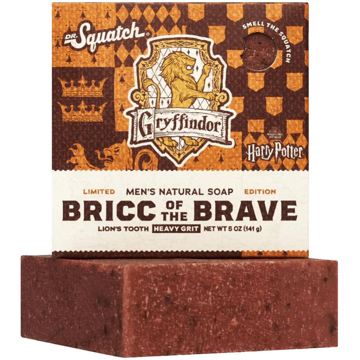 Dr. Squatch Gryffindor Soap – Harry Potter - All Natural Soap Bar for Men - Bricc of the Brave - Heavy Grit – Handmade in USA