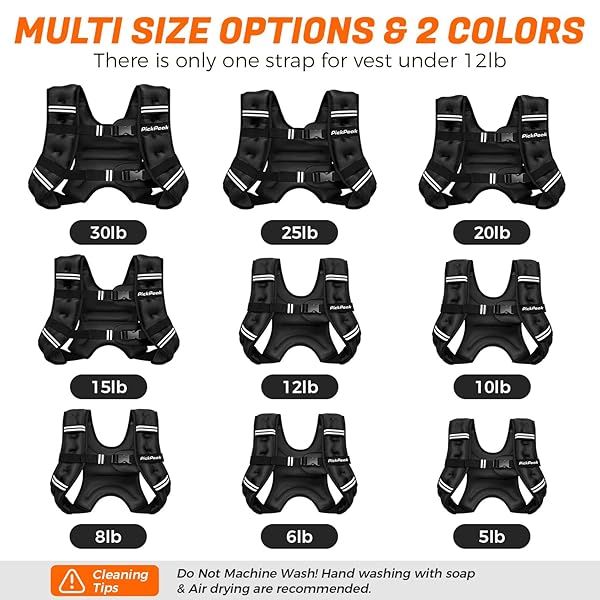 PICKPEAK WEIGHTED VEST FOR WOMAN MAN 5LB/6LB/8LB/11LB/12LB/13LB/15LB/20LB/25LB/30LB WEIGHTED VEST FOR WALKING, STRENGTH TRAINING WEIGHT VEST WITH ADJUSTABLE BUCKLE DETACHABLE PHONE POUCH FOR RUNNING WORKOUT