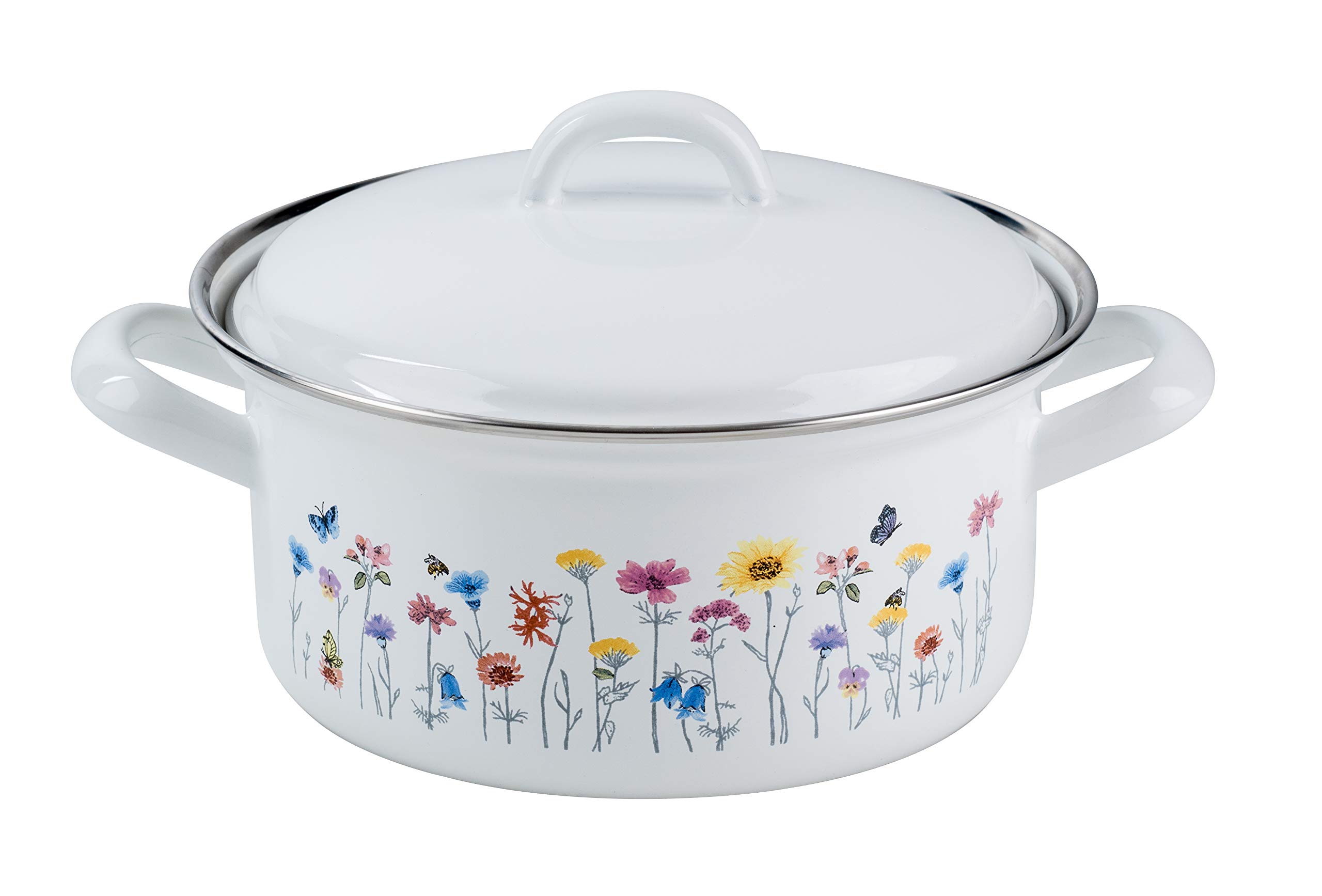 Riess Country 0128-070 Casserole with Lid Diameter 16 cm Capacity 1.0 litres Special Edition Flora Induction