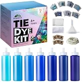 Tie Dye Kit - 7 Blue Shades Tie Dye Kits for Kids &amp; Adults, 21 Powder Packs, 7 Bottles, Gloves, Aprons, Tablecloth, Funnel - Fabric Dye Permanent Clothing Dye for DIY Craft, Party, Large Groups