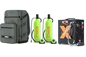 SMACO Mini Scuba Tank 1.9L for Shallow Water Diving Double Diving Kit Small Scuba Diving Tank Kit with Sub-Backpack Support U