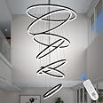 XGZL LIGHTING Modern 3-Ring LED Chandelier - Black, Dimmable, Remote Control, 31.5" Diameter - View #4