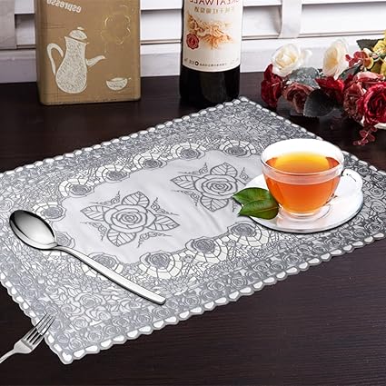 Yellow Weaves 6 Piece Dining Table Placemats - Silver