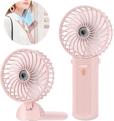 Lepwings Portable Mini Handheld Fan Rechargeable 4 Speeds Pink 16H