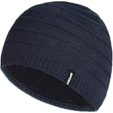 Bodvera Mens Winter Beanie Hat Warm Knit Cuffed Plain Toboggan Ski Skull Cap (3 Patterns)