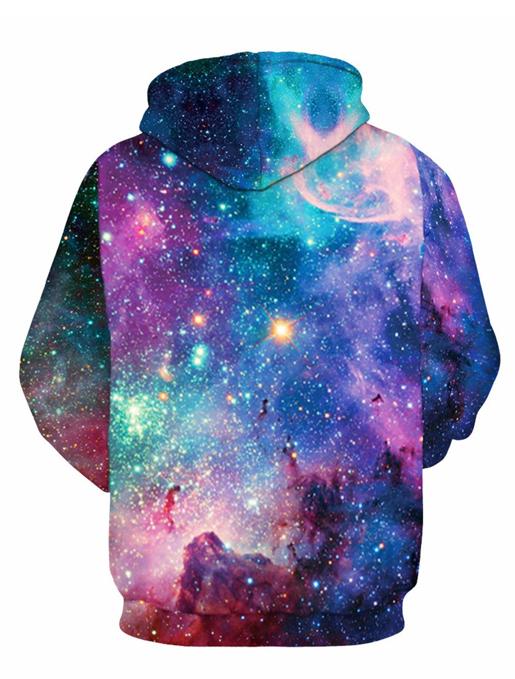 Men\'s Galaxy Sweater 3D Printed Drawstring Pullover Young Children Sports Hoodie Long Sleeve Sweatshirt for All Season with Big Pocket Cool Universe Graphic Coat Blue Star Hoodies Size XX-Large