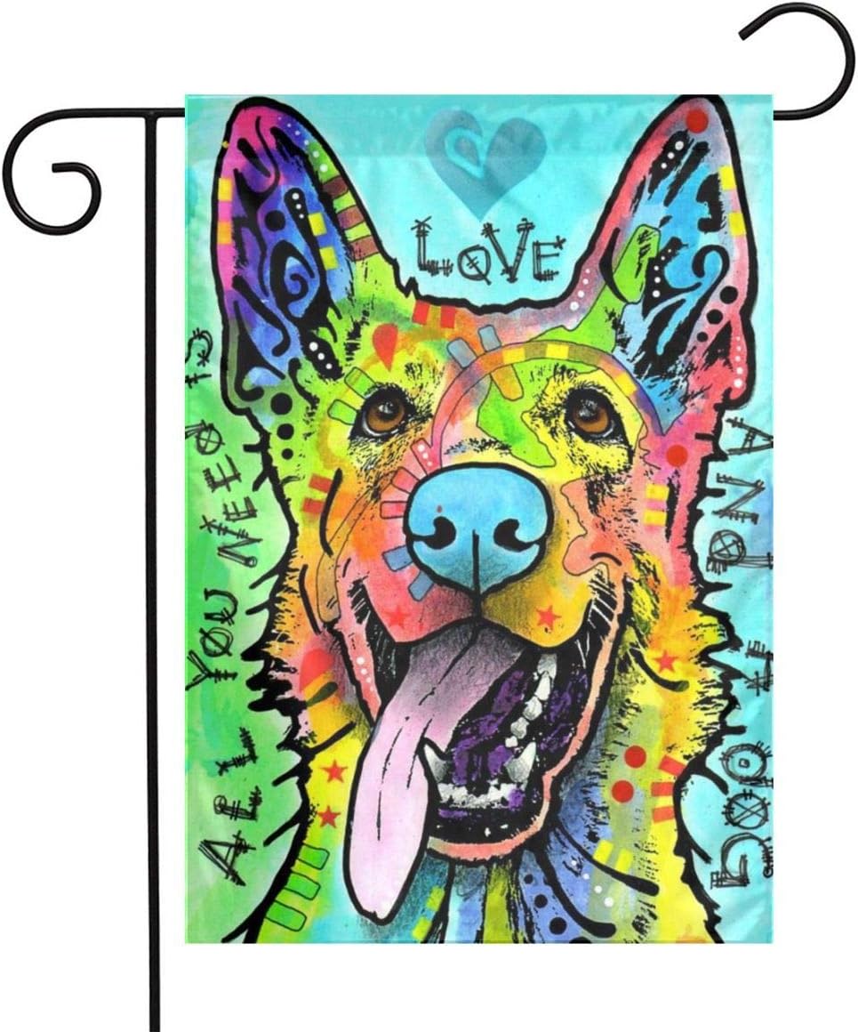 Bargburm Colorful German Shepherd Small Garden Flag Vertical Double Sided Yard Outdoor Decor 12 X 18 Inch