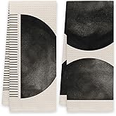 Voatok Beige and Black Modern Kitchen Towels and Dishcloths Sets Set of 2 - Boho Kitchen Dish Towels, Boho Hand Towels for Bathroom, Boho Bathroom Kitchen Decor, Black and Beige Decor, 16x24