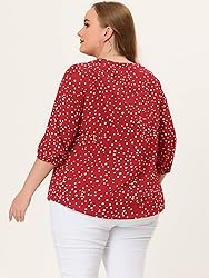 Agnes Orinda Women's Plus Size Tops Work Round Neck