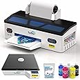 A3 DTF Printer with Roll Feeder - High Transfer Rate Transfer Printer for Faster DTF Printing on Dark and Light Fabrics. Includes Software, Oven Powder, 5 x 250ml Ink, and 1 x Roll of Film