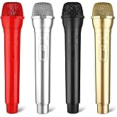 4 Pieces Microphone Prop Play Plastic Toy Microphone Fake Micro-Phone Prop Simulate Speech Fake Practice Plastic Micro Simulators for Costume Party Favors, 4 Color
