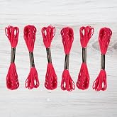 Embroidery Floss Pack &ndash; 6 Skeins, 8.7 Yards Each &ndash; Rose Red Embroidery Floss for Needlework, DIY Bracelets, Crafting, Weaving