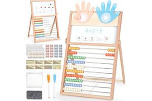 VANPLAY Abacus for Kids Math - Double-Sided Magnetic Abacus, Preschool Learning Toys with Magnetic Number & Fruit Cards & Storage Box, Montessori Educational Toys for Fine Motor Skills, Math Calculation
