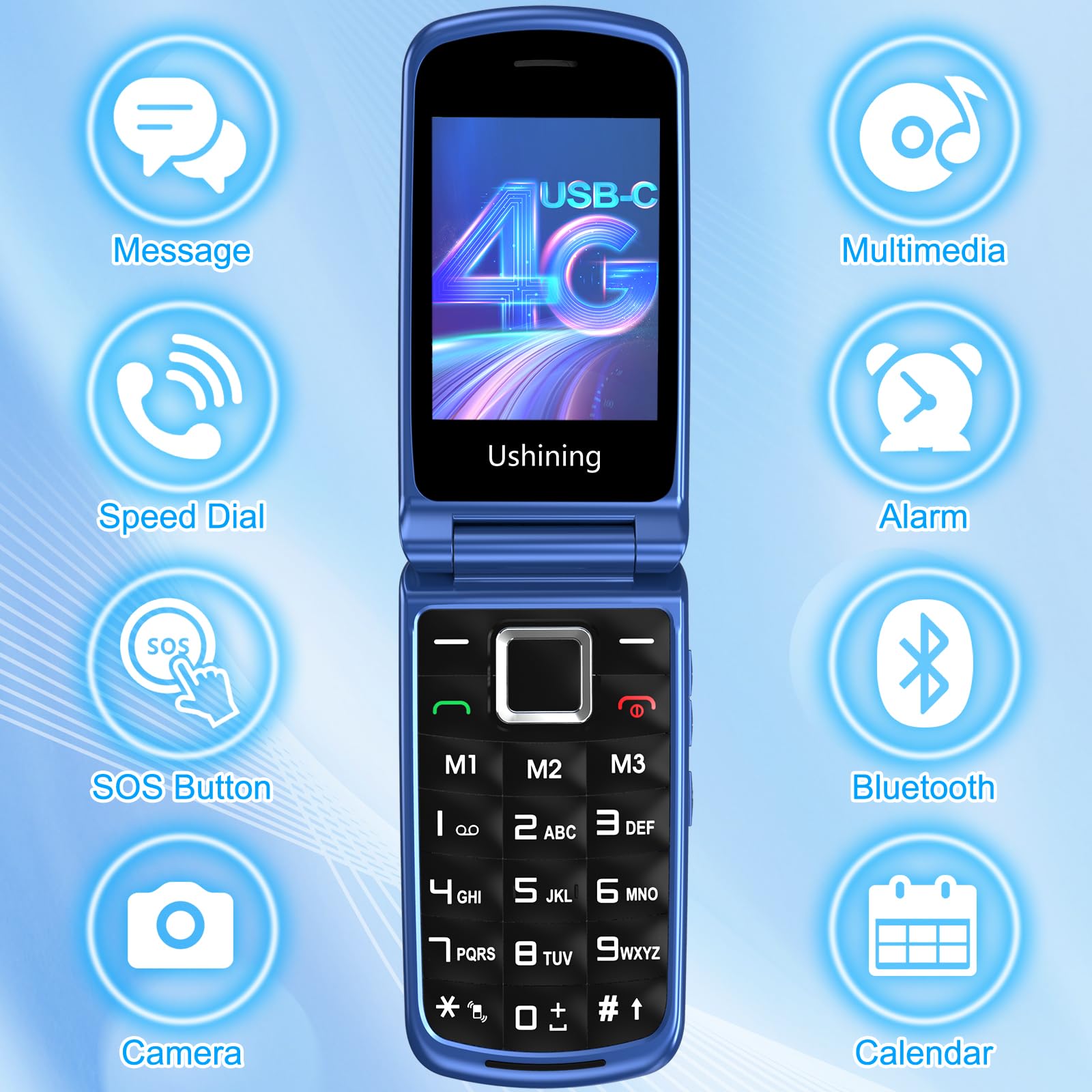 4G Senior Mobile Phone Simple for Elderly, Basic Cell Phone with Large Buttons, Flip Phone, Unlocked Senior Mobile Phone with 2.4