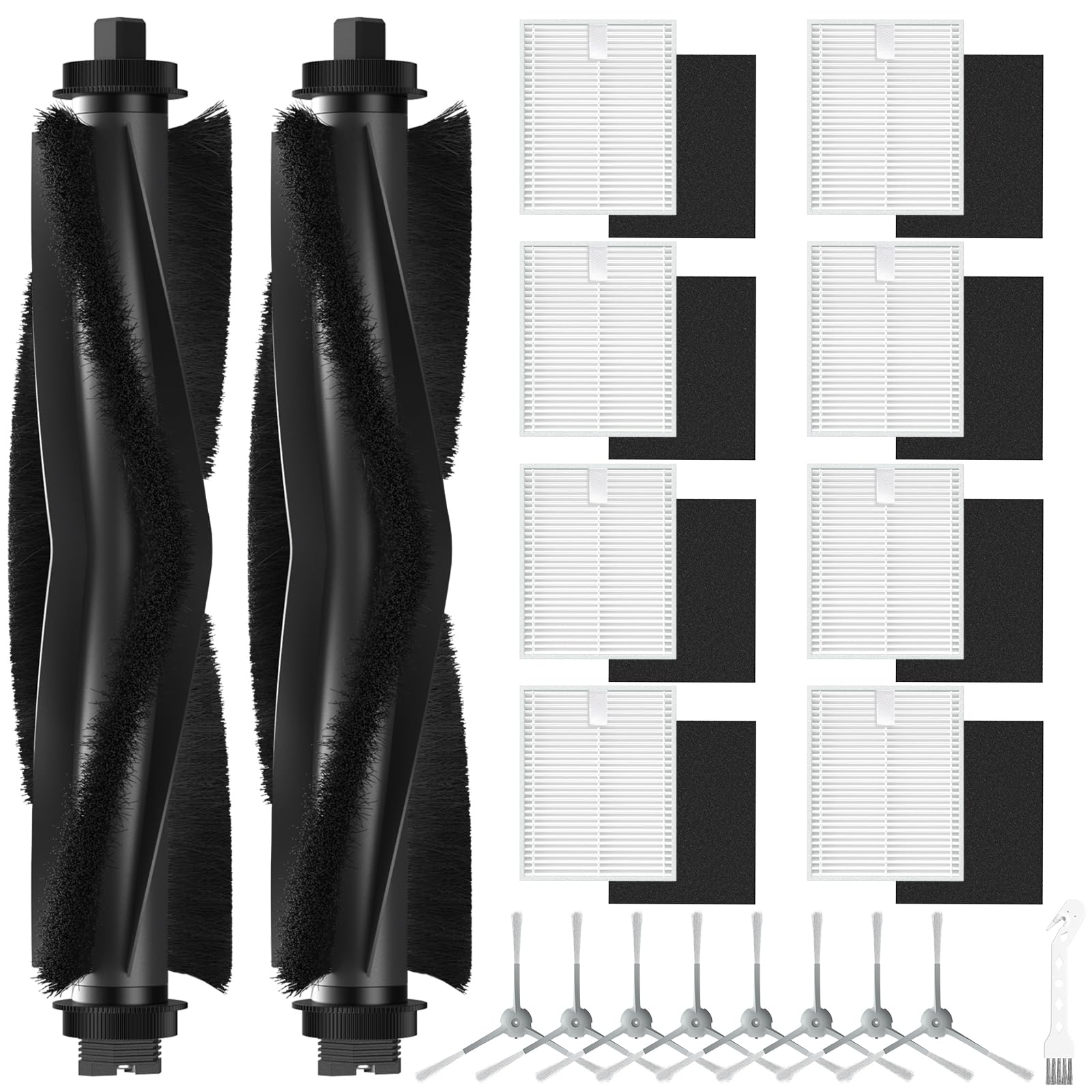 Photo 1 of 19 Pack Replacement Accessories kit Compatible with eufy L60/ L60 SES/ L50/ L50 SES Robot Vacuum Replacement Parts, 2 Pack Roller Brush + 8 Pack Filter & Sponge + 8 Pack Side Brush + 1 Cleaning Kit