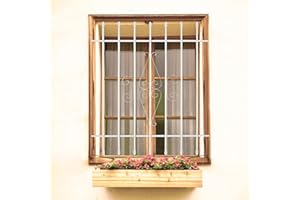 HOUSAGIES Grisham Spear Point Heavy-Duty Window Bars (White, 36"X42") Window Safety Guards for Childen, Outdoor Prevent Burglary Window Security Bars