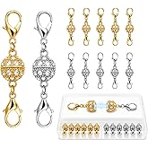 Magnetic Necklace Clasps and Closures, 12PCS Gold &amp; Silver Magnetic Lobster Clasp Extenders for Necklaces &amp; Bracelets, Easy Jewelry Converter for Women, Seniors, and Everyday Wear
