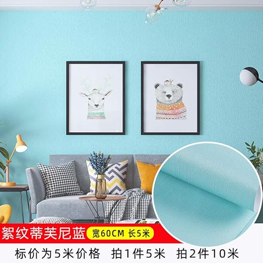 Amazon リメイクシート 防水張り紙 ウォールシール 家具リメイクシート 壁紙 はがせる 壁紙自己粘着性の壁紙 寝室の暖かい自己ステッカーの壁紙 家の壁紙 フロキュレントティファニーブルー 60cmx5m Diy 工具 ガーデン