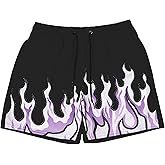 DIOTSR Mens Flame Graphic Basketball Shorts Cool Retro Running Athletic Shorts Drawstring Waist Casual Track Shorts
