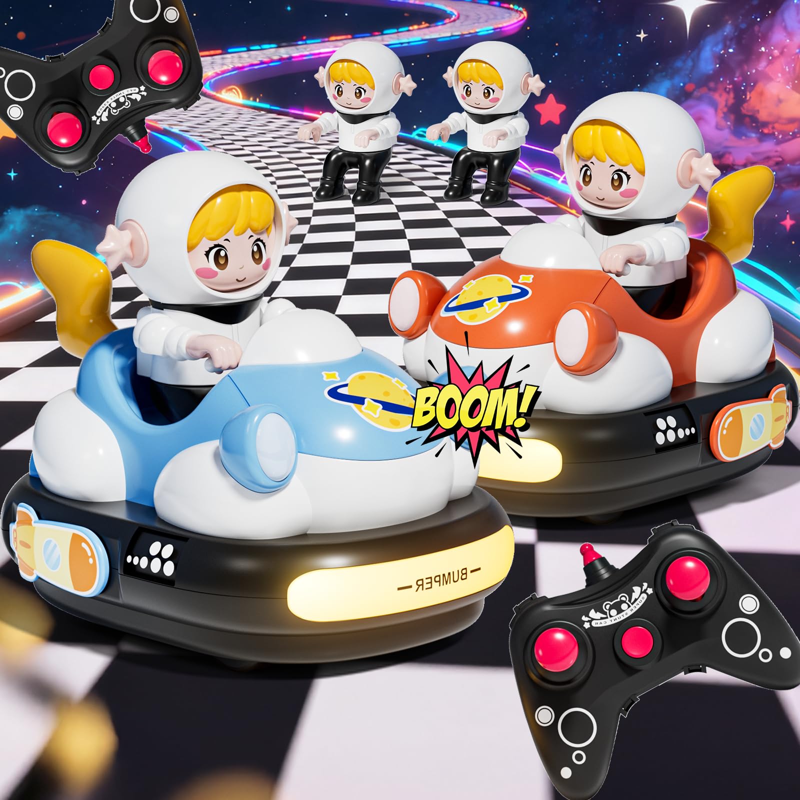 BunnyJOY Remote Control Car Toy for 3 Year Old Girls Boys, 2 RC Bumper Cars for Kids, Music and Lights, Toy for 5-8 Year Old, Birthday Gift