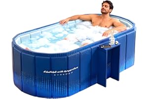 COBOPANDA Portable Bathtub for Adult 59" Large Collapsible Cold Plunge Bathtub Foldable No Installation Ice Bath Tub for Shower Stall, Bathroom Hot SPA Soaking Standing Tub
