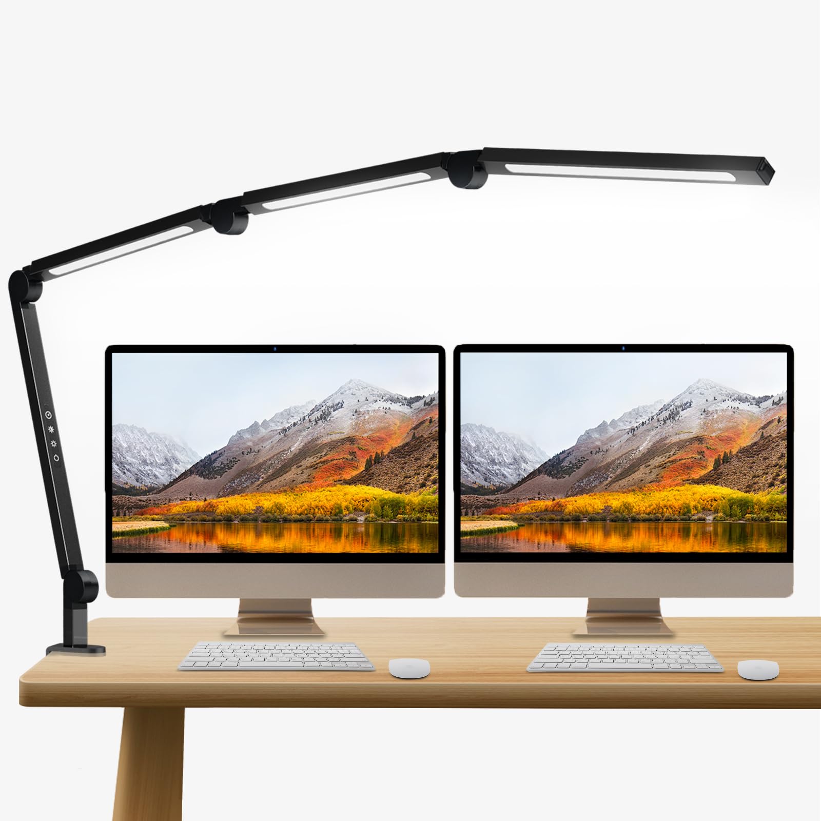 Photo 1 of **PARTS ONLY***NUERPO LED Desk Lamp with Clamp, Adjustable Swing Arm for Home Office, Dimmable Tempering Eye Care Table Light, Black Aluminum