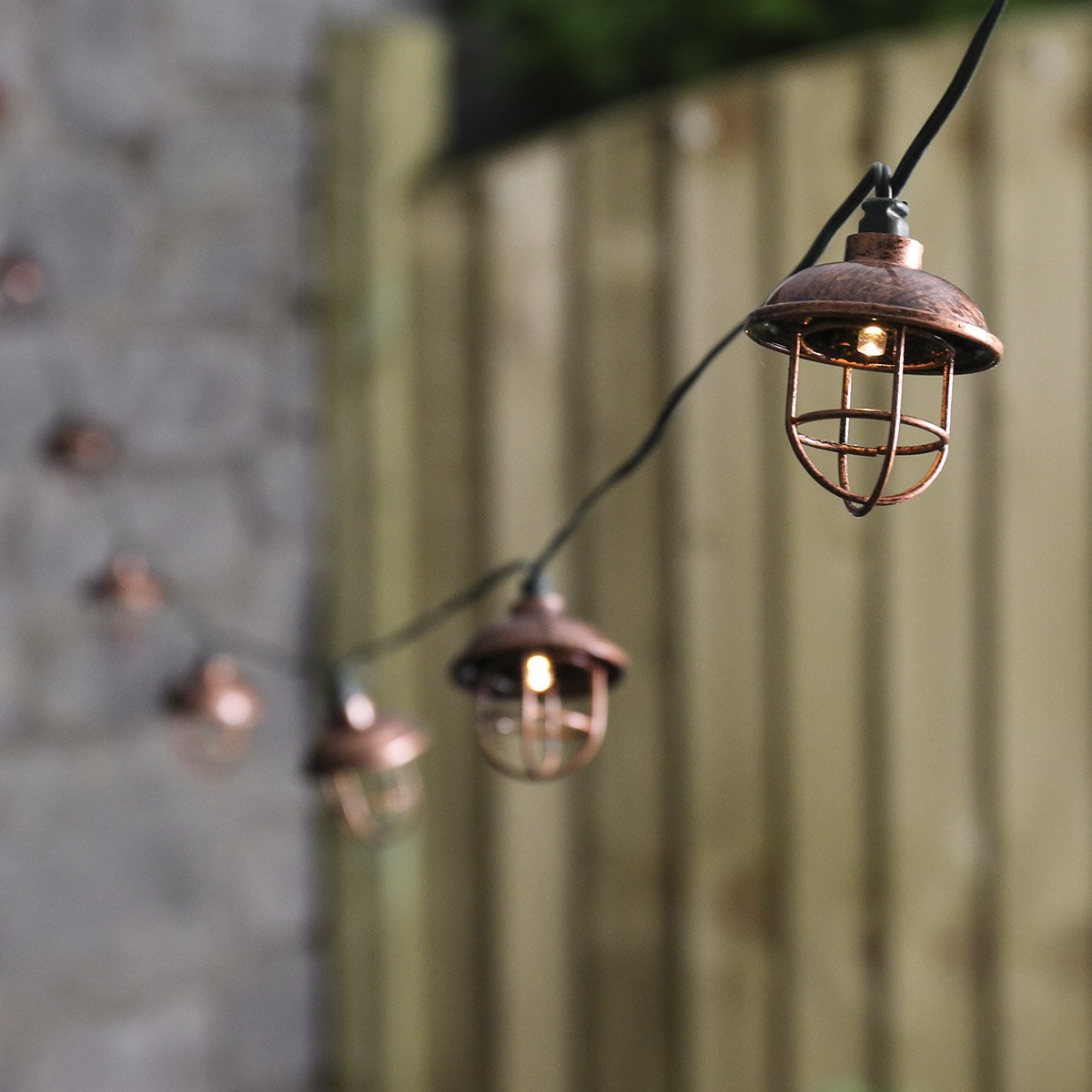 Solar Fairy Lights Copper Lanterns Warm White LEDs 2m by Festive