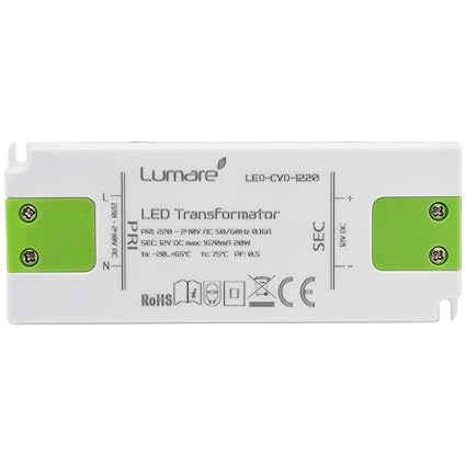 Lumare LED Trafo Slim 230V AC auf 12V DC 20W Leuchtmittel Transformator extra flach Treiber Spannungsstabilisiert