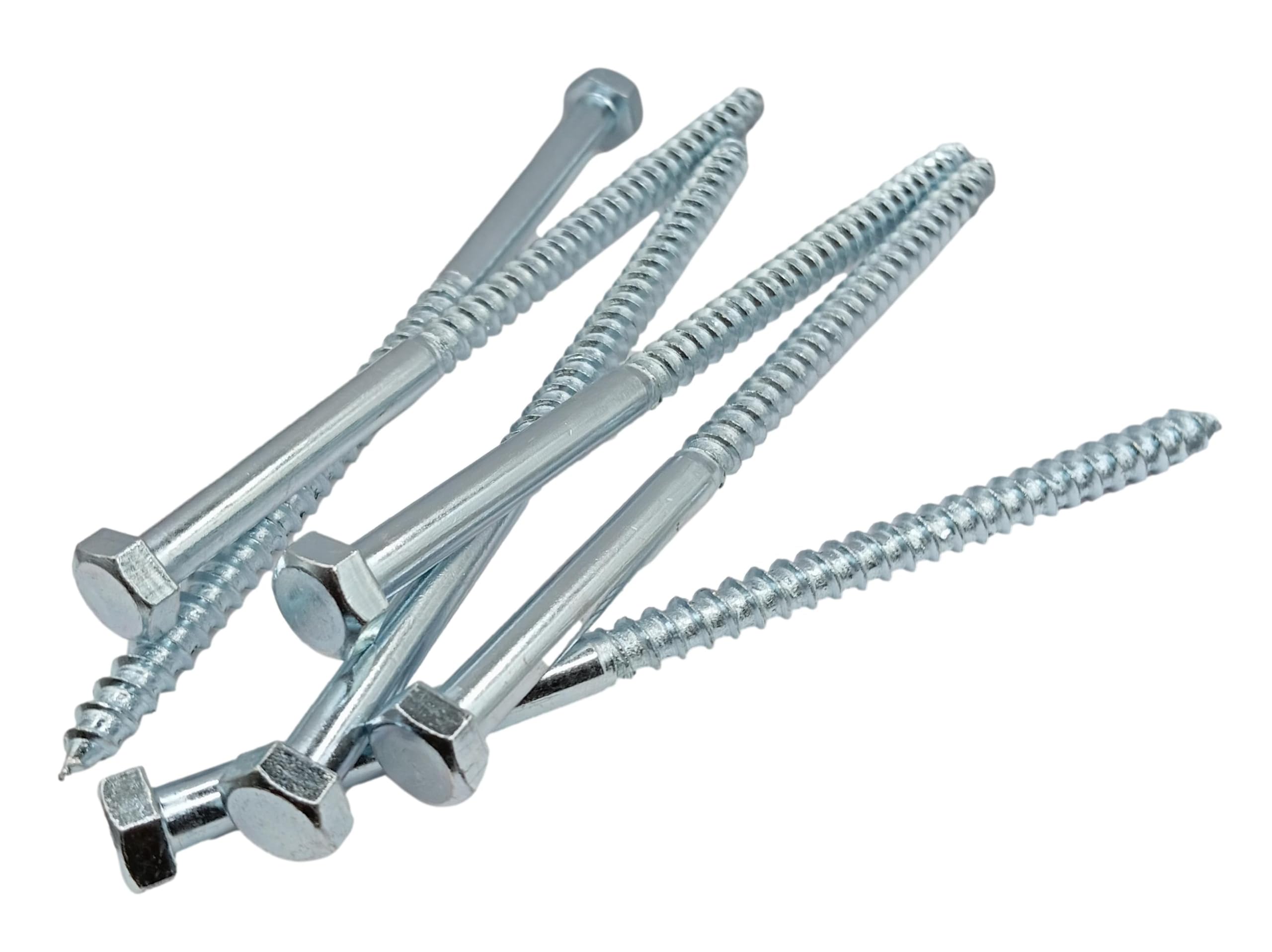 LLB 150mm M8 For Coach Screws Wood Hex Head Width 13mm Box of 40pcs Zinc Plated Sleeper Concrete Screw Hexagon Lag Half Thread Bolts Silver Long 6 inch x 0.3 inch (8mm x 150mm)