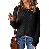 Dokotoo Womens Sweaters Crewneck Ribbed Knit Waffle Pullover Sweaters 2025 Fall Winter Fashion Clothes