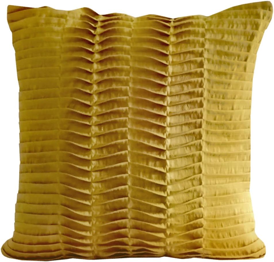 Gray Life Dupion Silk Cushion Cover 16x16 - Mustard Yellow | Elegant Design New Pillow Case | Perfect Comfortable Support for Sofa Bed Chair | Ethnic Bedroom Décor Home