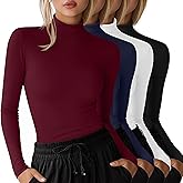 Velvelhall 4 Pack Women's Underscrub Shirts Long Sleeve Mock Turtleneck Slim Fit Scrub Basic Undershirt Tees Tops for Nurse