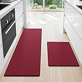 StepLively Kitchen Mat, 2 PCS Kitchen Rugs, Cushioned Kitchen Mats for Floor, Anti Fatigue Kitchen Rug Set, Non-Skid Standing Mat for Kitchen, Office, Sink, 17.3"×30"+17.3"×47", Red