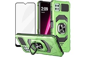 Ailiber Case for REVVL 7 5G, TMobile REVVL 7 5G Phone Case with Kickstand, with Screen Protector, for Magnetic Car Mount, Heavy Duty Shockproof Protective, Rugged Cover for Metro REVVL7 -Green