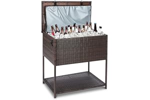 SUNNYPARK Large Ice Chest Cooler Cart 80 Quart Outdoor Beverage Standing Cooler with Bottle Opener for Party Poolside Patio Deck Backyard