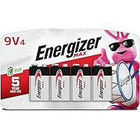 Energizer MAX 9V Batteries (4 Pack), 9 Volt Alkaline Batteries