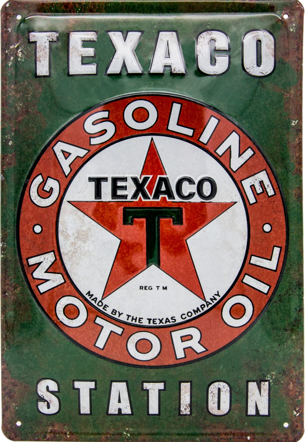 LUCKYLINDE Embossed Tin Sign Suitable for Texaco Fans, Decorative Workshop, Garages, Petrol Station, Rally Car, Vintage Car Sign, 20 x 30 cm (Texaco)