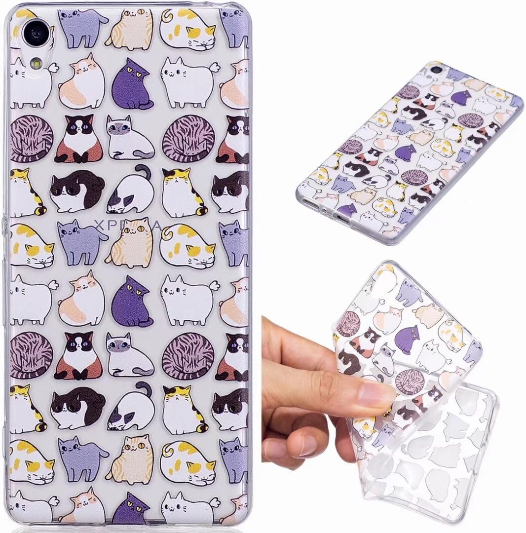 Yiizy Case Cover for Sony Xperia XA Cover Case, Lovely Cat Print Ultra Thin Clear Transparent Cover Soft TPU Silicone Skin Bumper Lightweight Rubber Protective Crystal Slim Fit Back Rear