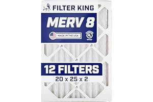Filter King 20x25x2 Air Filter | 12-PACK | MERV 8 HVAC Pleated A/C Furnace Filters | MADE IN USA | Actual Size: 19.5 x 24.5 x 1.75"