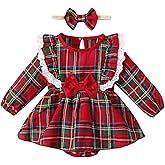 Slanavel Baby Girl Christmas Outfit Girl First Christmas Bodysuit Baby Plaid Clothes