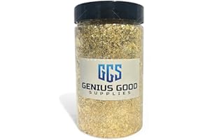 GGS GENIUS GOOD SUPPLIES Gold Leaf Flakes 10 Grams,Gold Paper,Gold Leaves for Crafts,Gold Foil Flakes-Gold Leaf for Resin-Foil Craft Sheets-Gold Flakes for Crafts- Nail Decoration (Gold)