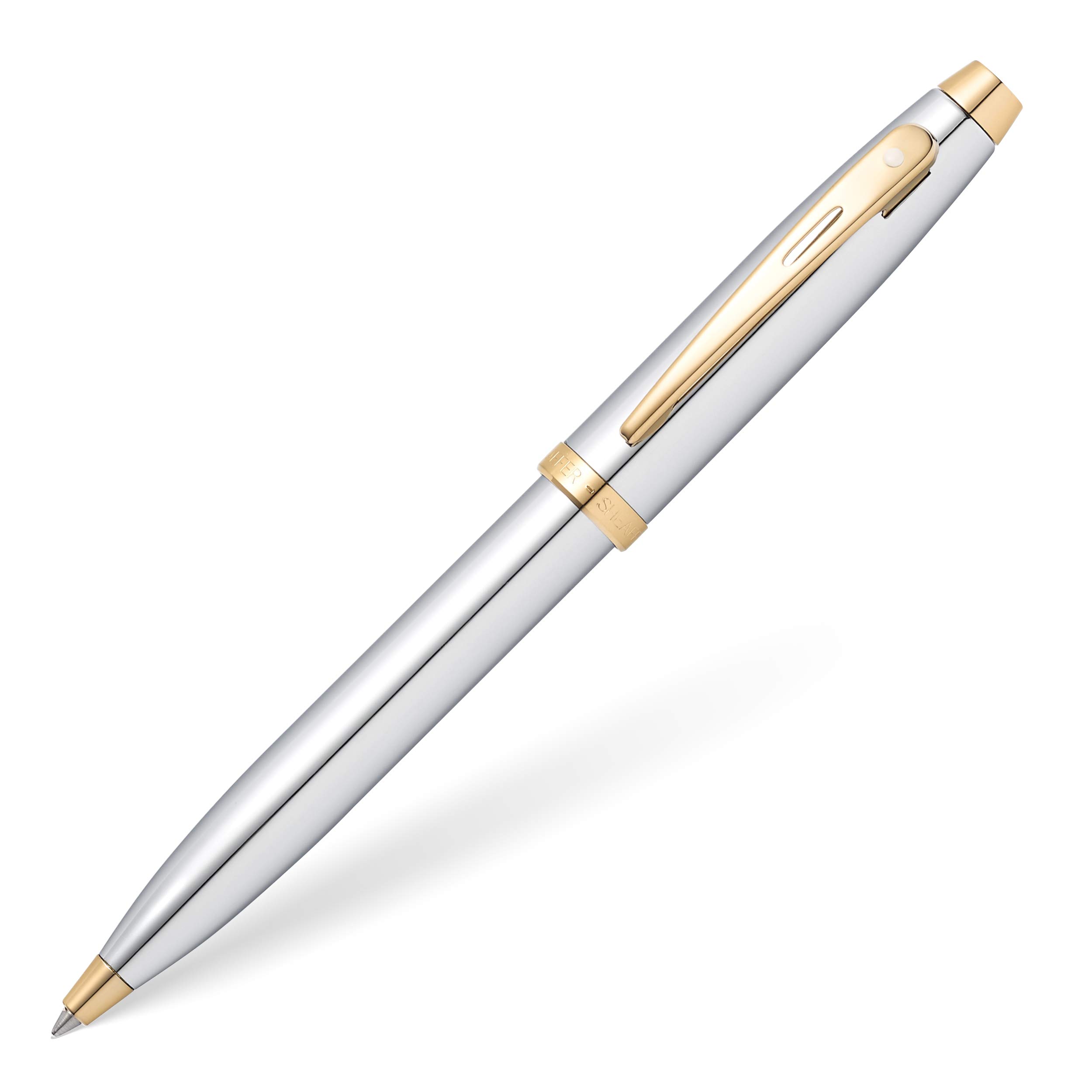 Sheaffer 100 Chrome Ballpoint Pen with Gold Tone Trim