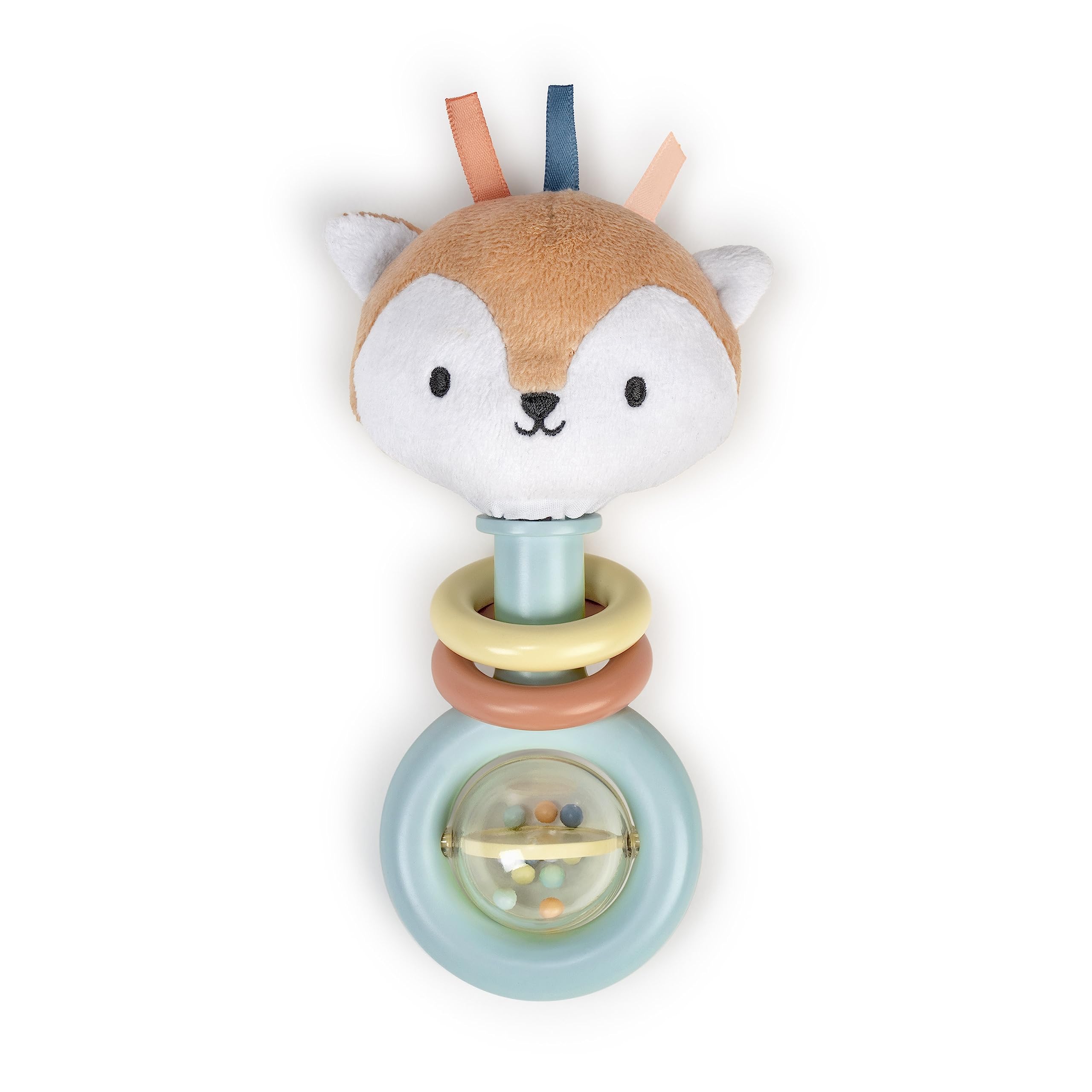 Ingenuity Kitt Ring Rattle for Baby, Plant-Based and BPA-Free Materials, Kitt The Fox Character Plush Head