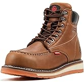 SUREWAY 6” Mens Heavy Duty Steel/Composite/Soft Toe Work Boots for Men,Comfortable & Durable,Goodyear Welt,Full Grain Leather,Oil/Slip Resistant,Wedge Moc Toe Industrial Construction Boots/Shoes