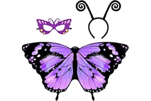 IROLEHOME Kids Butterfly-Wings Costume for Girls Fairy-Wings Toddler-Dress-Up Headband-Mask Butterfly Toys Party Favors Gifts